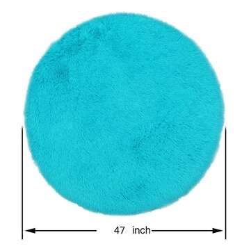 Round Fluffy Rugs Anti-Skid Shaggy Area Floor Yoga Mats (COLOR1: BLUE)