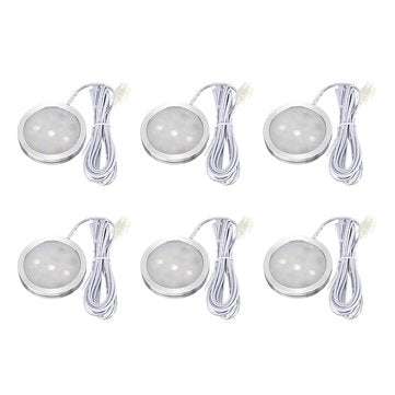 6pcs Round LED Under Cabinet Light Kit Kitchen Shelf Lamp Counter DIY