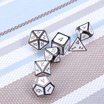 7Pcs Zinc Alloy Enamel Dices Set Polyhedral Solid Metal Dice Role Playing Game Dice Gadget RPG