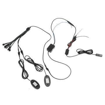 8PCS RGB LED Rock Light Wireless Bluetooth Music Offroad Multi-color Dual Remote