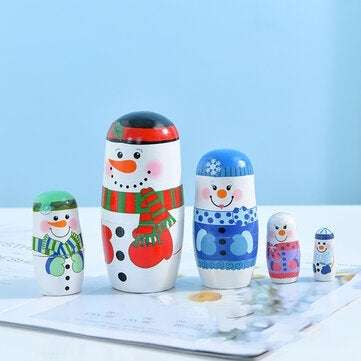 5 Layers Russian Nesting Dolls Wooden Christmas Ornaments DIY Handmade Crafts Creative Merry Christm