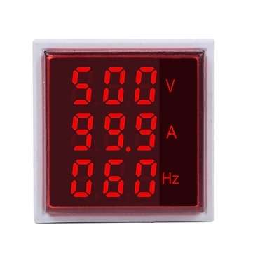5pcs  3 in 1 AC 60-500V 100A Square Red LED Digital Voltmeter Ammeter Hertz Meter Signal