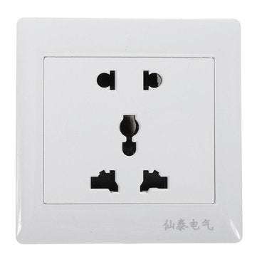 AC 110-250V 10A Dual Port 5-hole Wall Charger Socket Power Outlets Panel