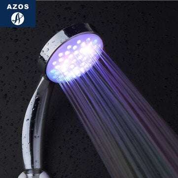 AZOS Handheld 7 Color LED Changing Romantic Light Water Bath Home Bathroom Shower Head Glow G1/2 Inc