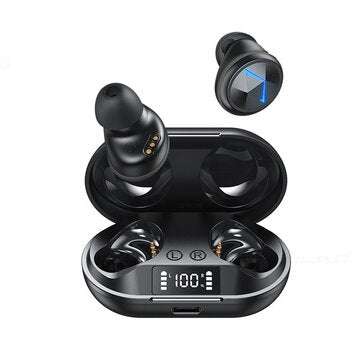 Bakeey TWS C6 bluetooth 5.0 Earphone Wireless Stereo Sports Headphone LED Display ... (COLOR: BLACK)