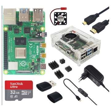 Catda 2GB RAM Raspberry Pi 4B + Cover Box + Power Supply + 32/64GB... (CAPACITY: 64G | PLUG: USPLUG)