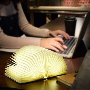 Wood Grain Book Light Folding Book Light USB Charging Night Light Mini Book Light For Home Office De