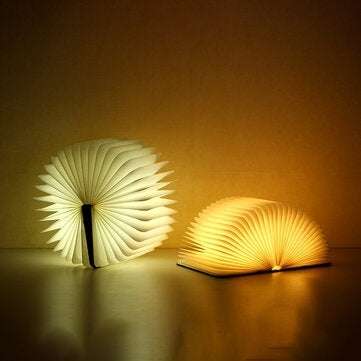 Wood Grain Book Light Folding Book Light USB Charging Night Light Mini Book Light For Home Office De