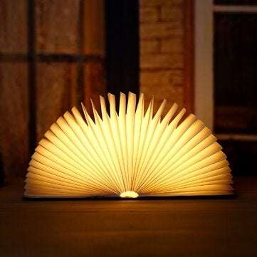 Wood Grain Book Light Folding Book Light USB Charging Night Light Mini Book Light For Home Office De