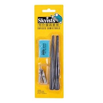 Xingainian Cartoon Comic Dip In Ink Pen Set Shaft Nib Eraser Set Comic Calligraphy Pen Multi School