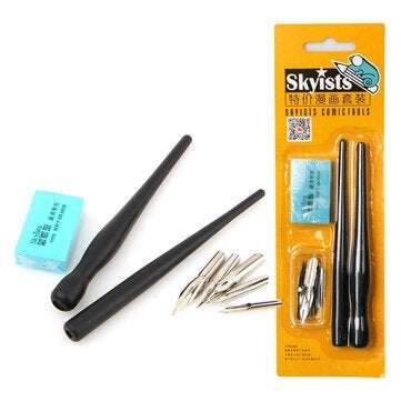 Xingainian Cartoon Comic Dip In Ink Pen Set Shaft Nib Eraser Set Comic Calligraphy Pen Multi School
