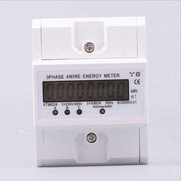 XTM024 Din Rail 3 Phase 4 Wire Electronic Watt Power Consumption Energy Meter Wattmeter 5-80A 380V A