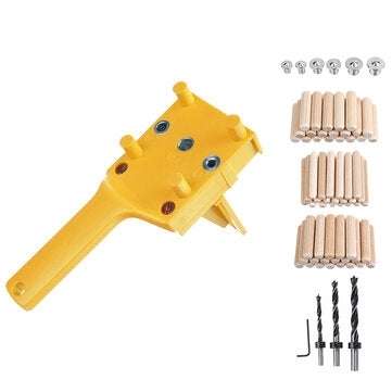 Woodworking Dowel Jig 6/8/10mm Drill Guide Sleeve Handheld Wood Doweling Hole Punch (COLOR.: YELLOW)