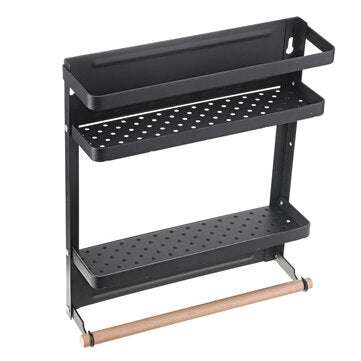 Wrought Iron Small Refrigerator Rack Creative Kitchen Supplies Folding Storage Rac... (COLOR: BLACK)