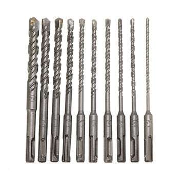 10Pcs 4-14mm Masonry Drill Bits Double SDS Plus Slot Electric Hammer Drill Bits Set 160mm Metal HSS