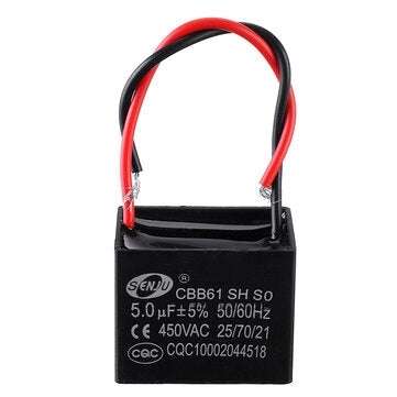 CBB61 5Pcs 5UF Starting Capacitance 450V AC Fan Capacitor CBB Motor Run Capacitor