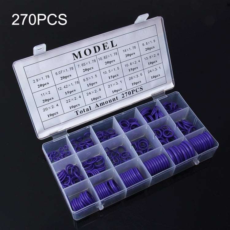 270 PCS Car Auto Vehicle 18 Sizes Assortment Kit Air Conditioning HNBR Seal O-Ring Set