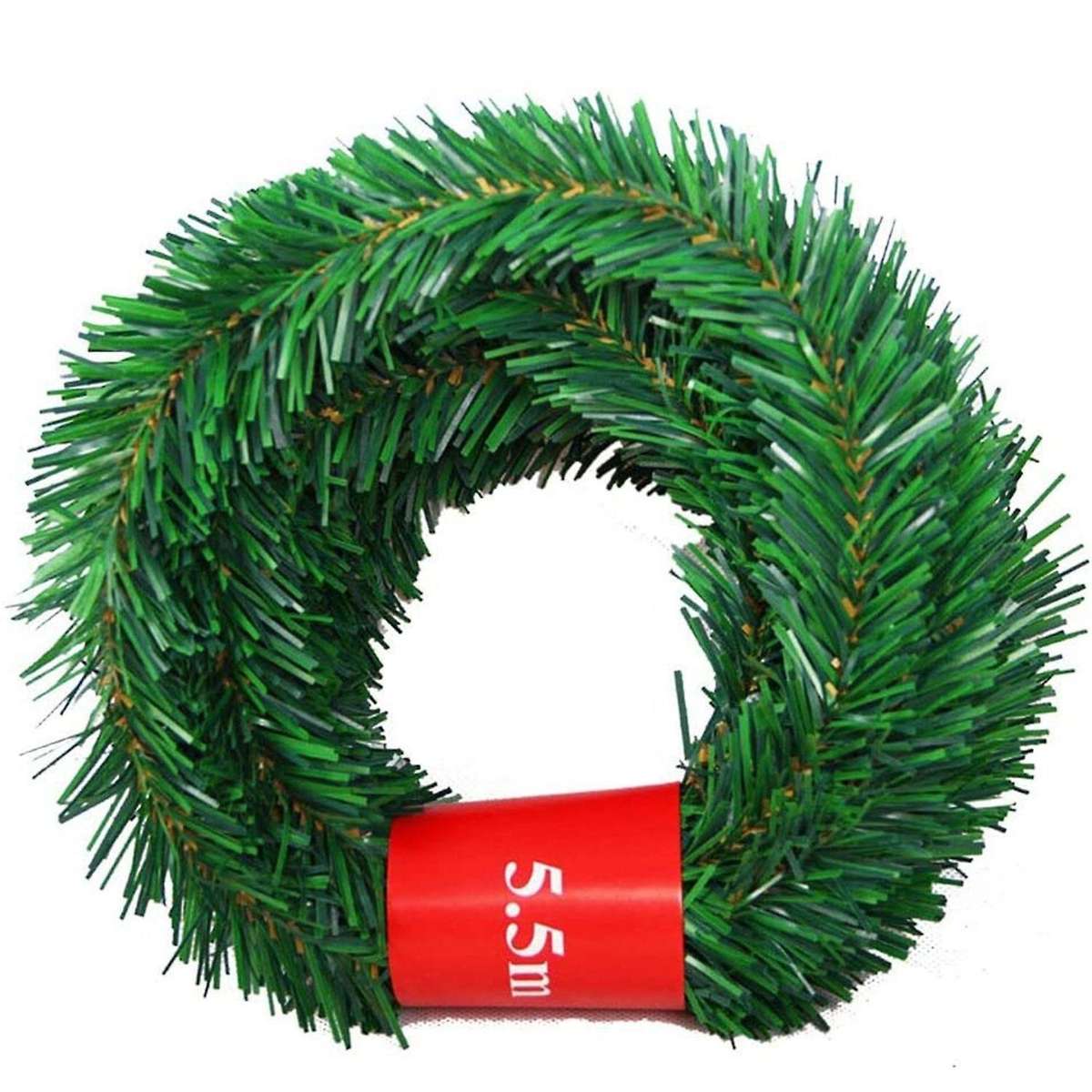 Pendant & Drop Ornaments- 5.5m Green Artificial Xmas Tree Rattan 2pcs