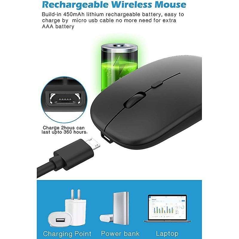 Wireless Mouse with Usb and Type-c Receiver, for Laptop,macbook
