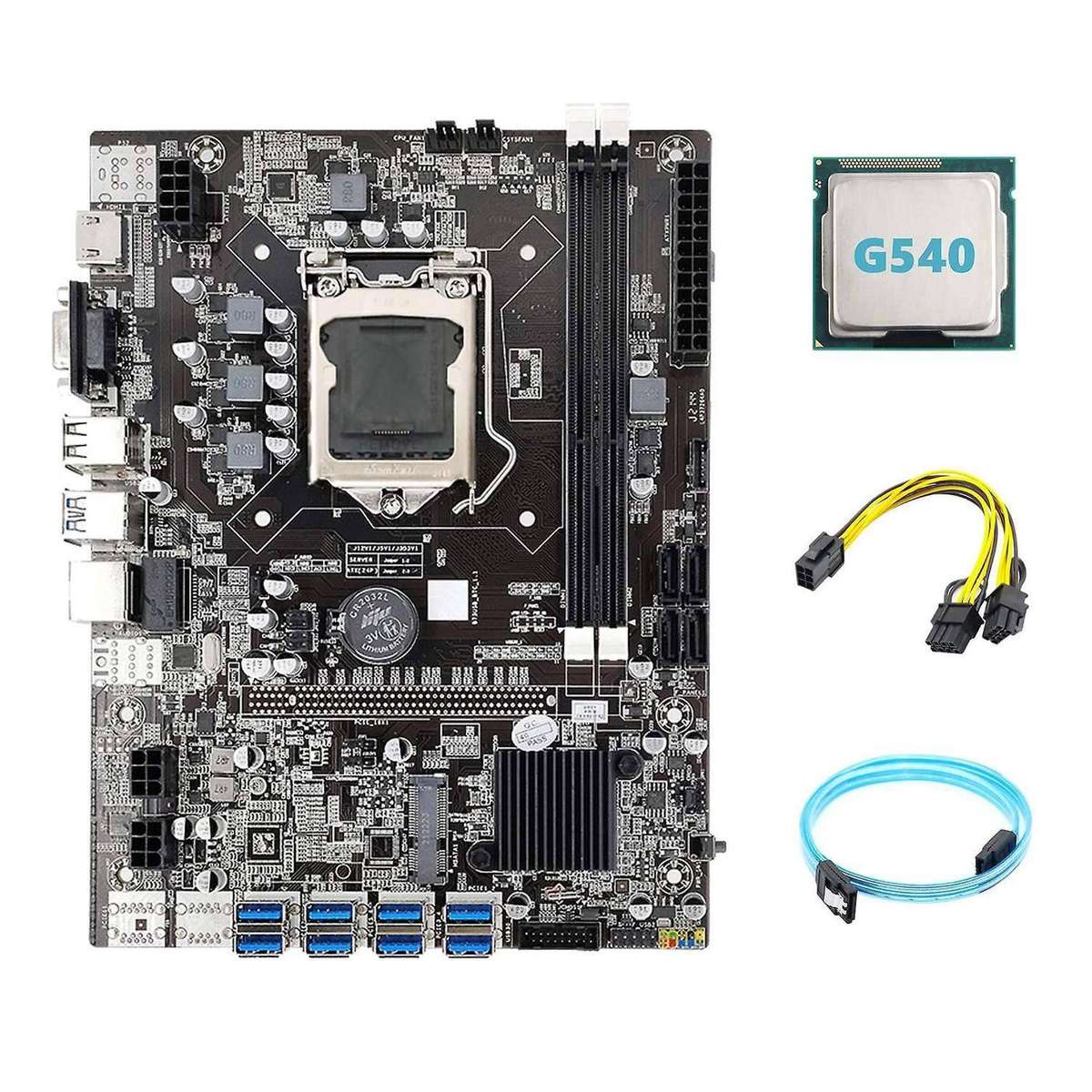 B75 Eth Mining Motherboard 8xpcie to Usb+g540 Cpu+sata3.0 Serial Port