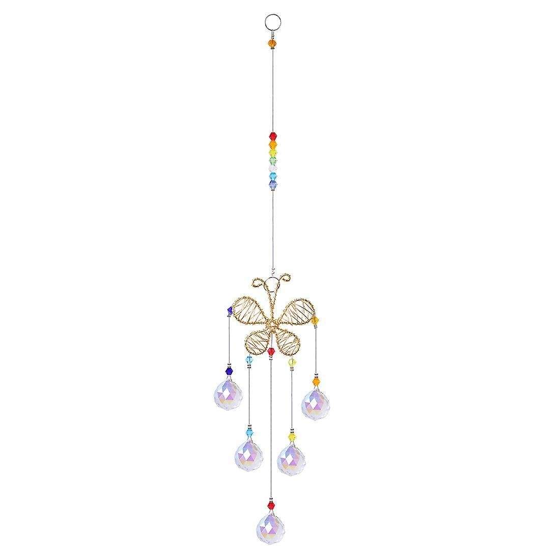 Hanging Crystal Suncatcher Ornaments with Butterfly Decor Rainbow