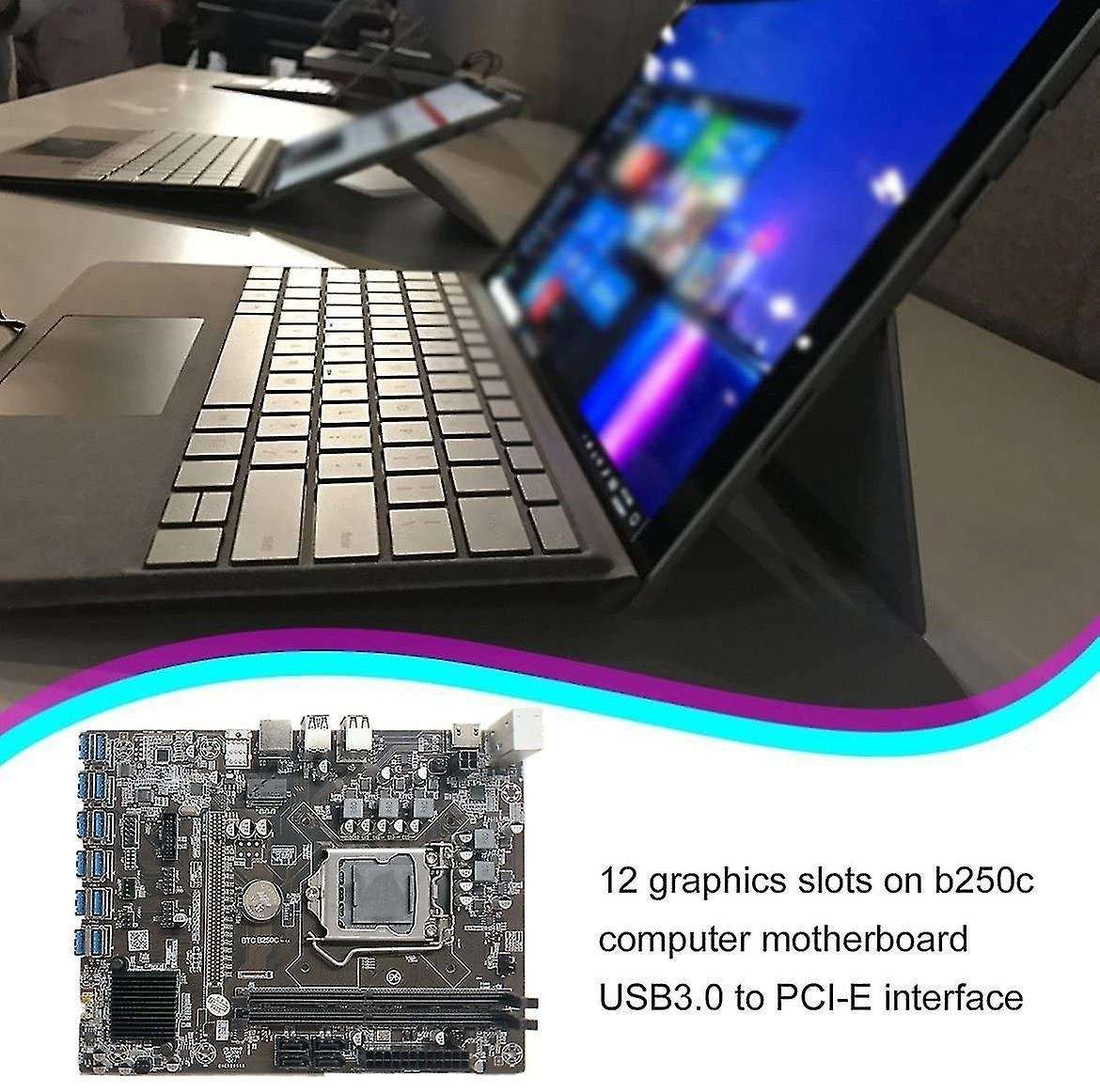 B250c Btc Mining Motherboard with G3900 Cpu+sata Cable for Btc