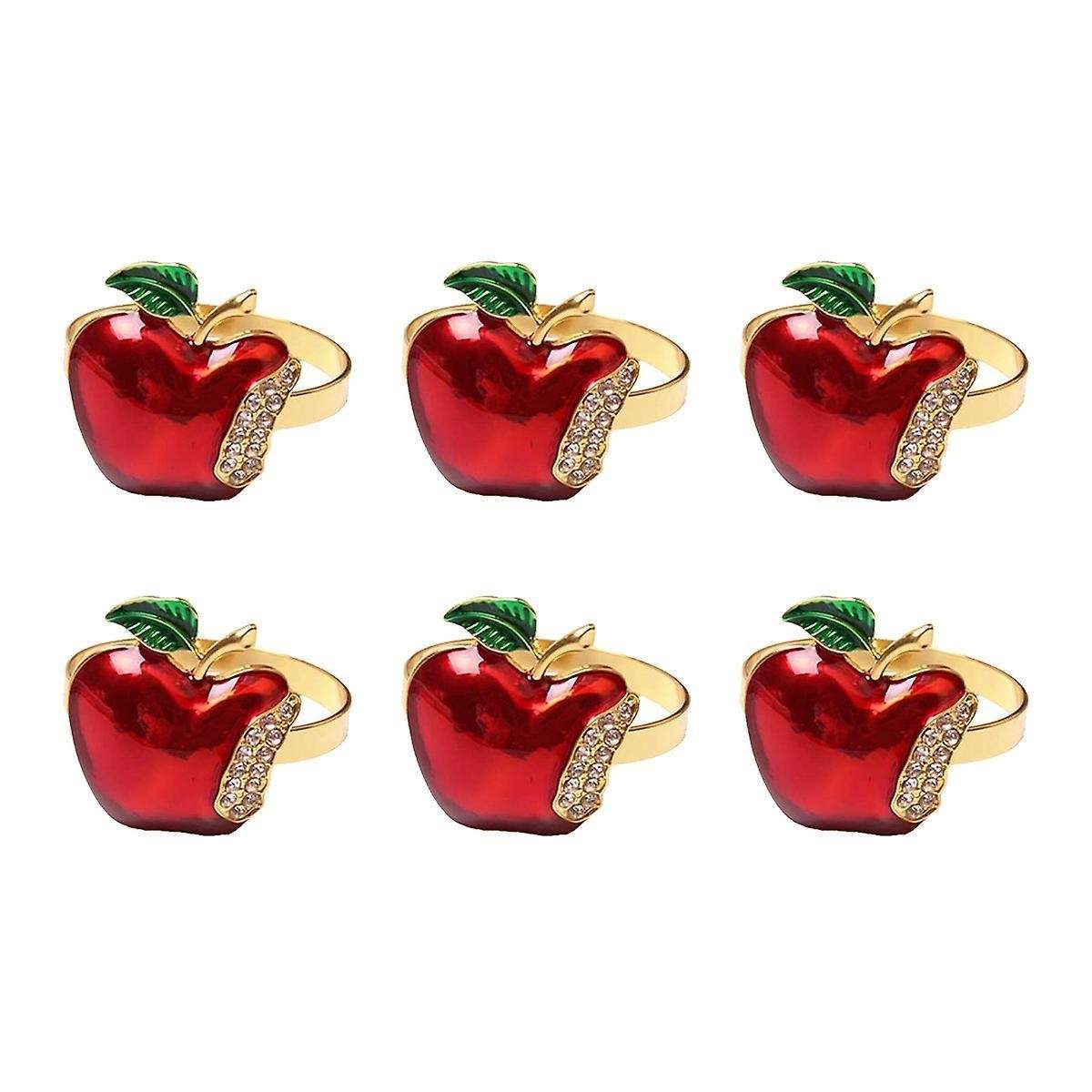 Napkin Rings Set Of 6, Red Apple Napkin Ring for Wedding,dinner Party