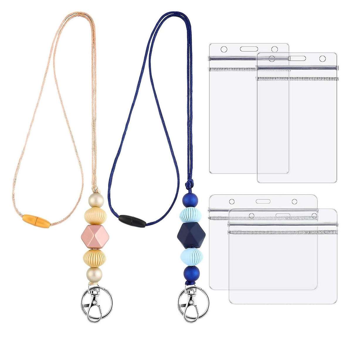 2 Pcs Lanyard for Women Badge Lanyard with 4 Pcs Card Holders