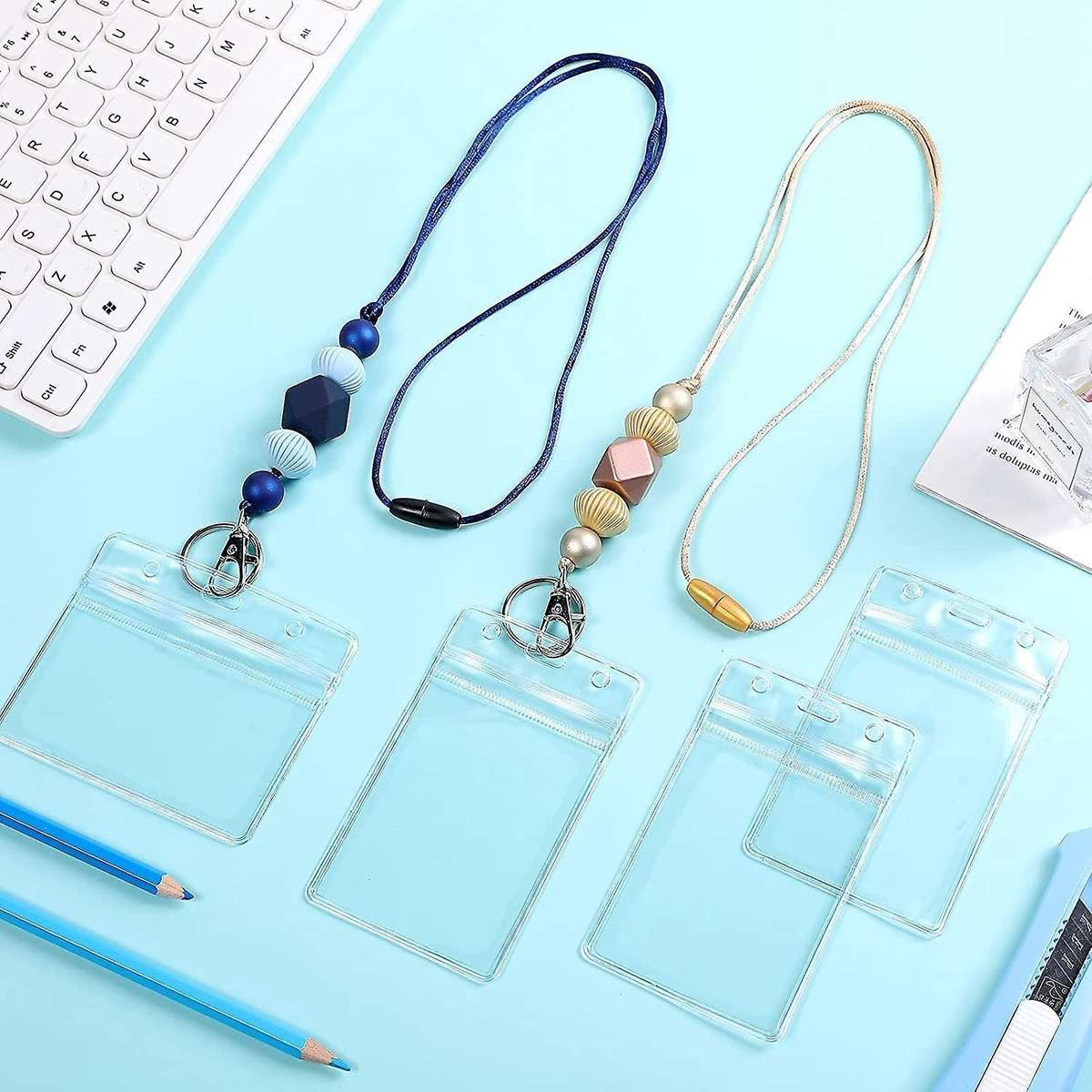 2 Pcs Lanyard for Women Badge Lanyard with 4 Pcs Card Holders