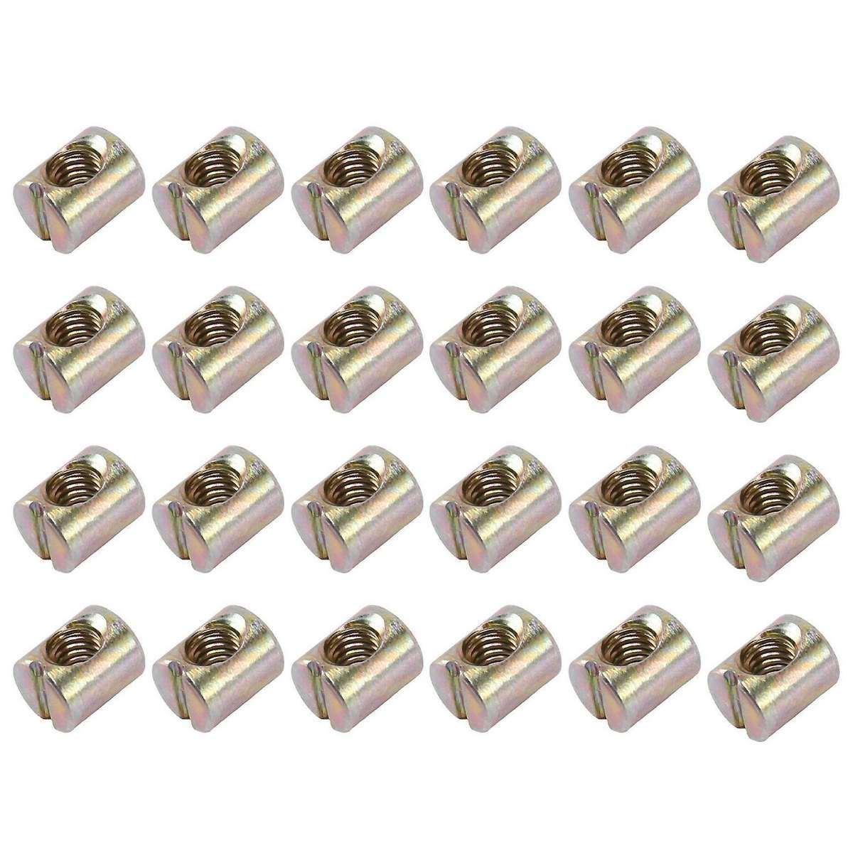 24 Pieces M6 Barrel Nuts Cross Dowels Slotted Nuts for Furniture Beds