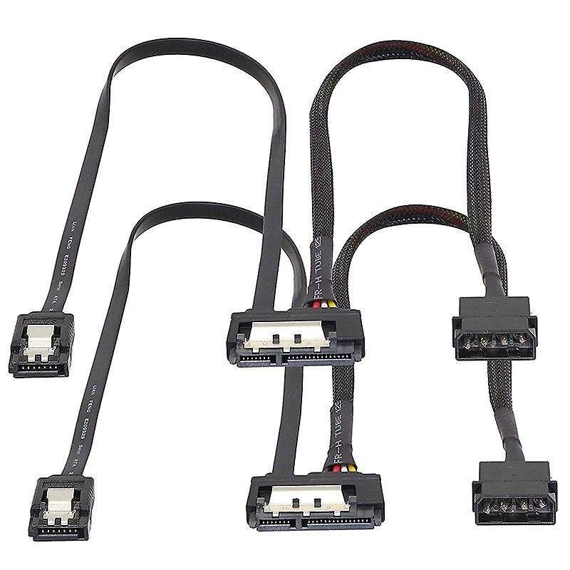 2 Pcs Sata 6g Data Cable, Sata Power 2-in-1 Extension Cord,lp4 Ide
