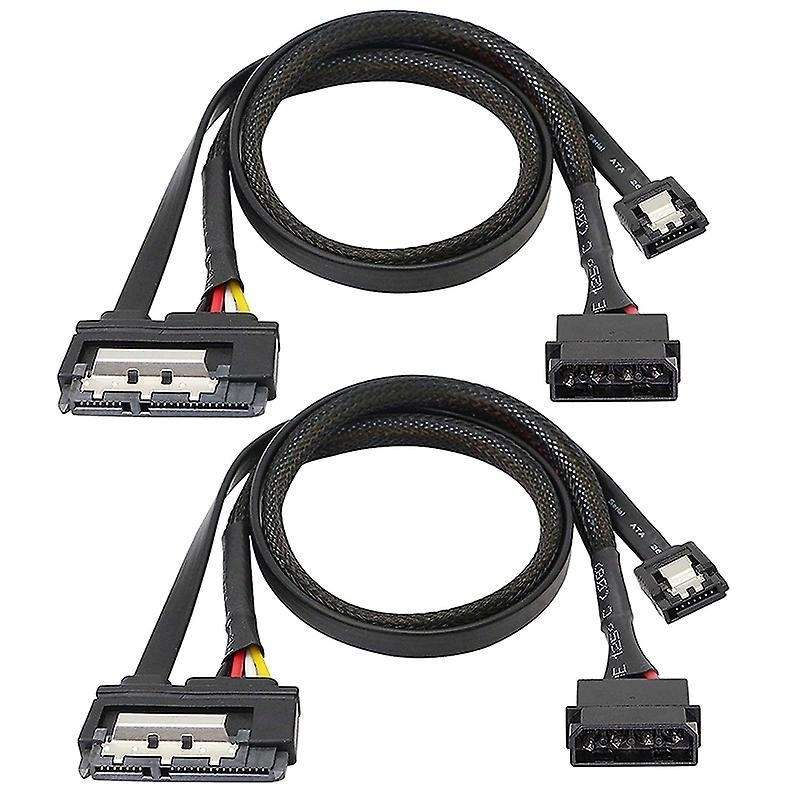 2 Pcs Sata 6g Data Cable, Sata Power 2-in-1 Extension Cord,lp4 Ide