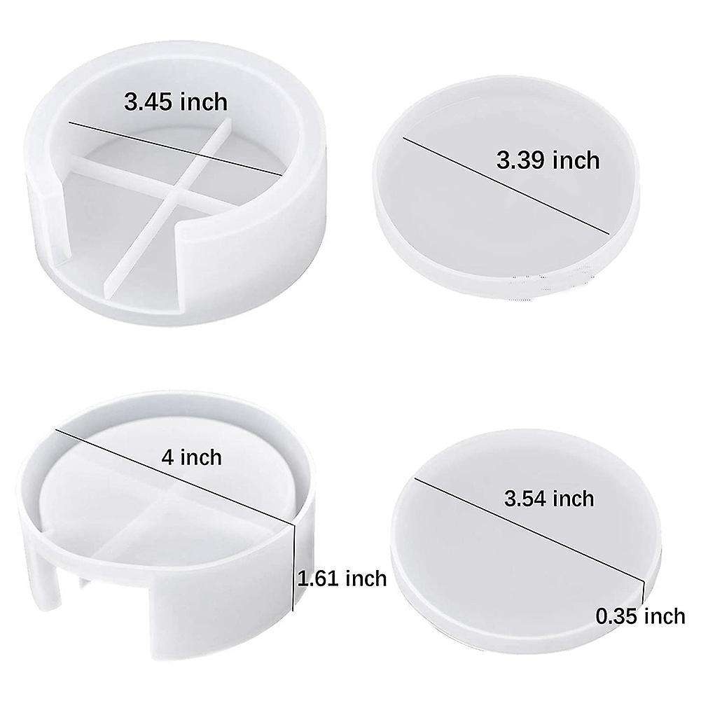 4pcs Resin Coaster Mold with Coaster Storage Mold for Resin Casting