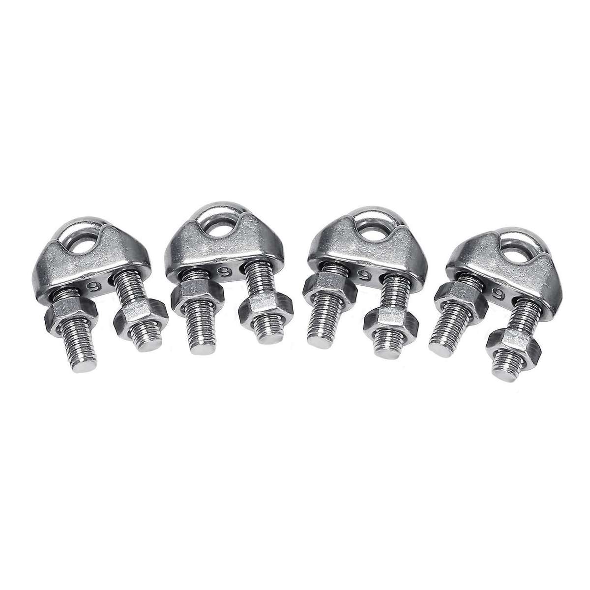 M6 1/4 Inch U-shape Bolt Saddle Clamps Cable Wire Rope Clips 4 Pcs