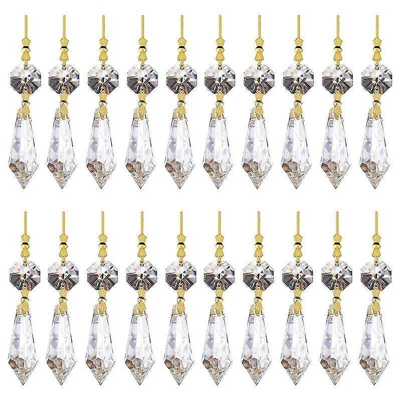 20pcs Diy Transparent Teardrop Chandelier Pendant Parts Beads