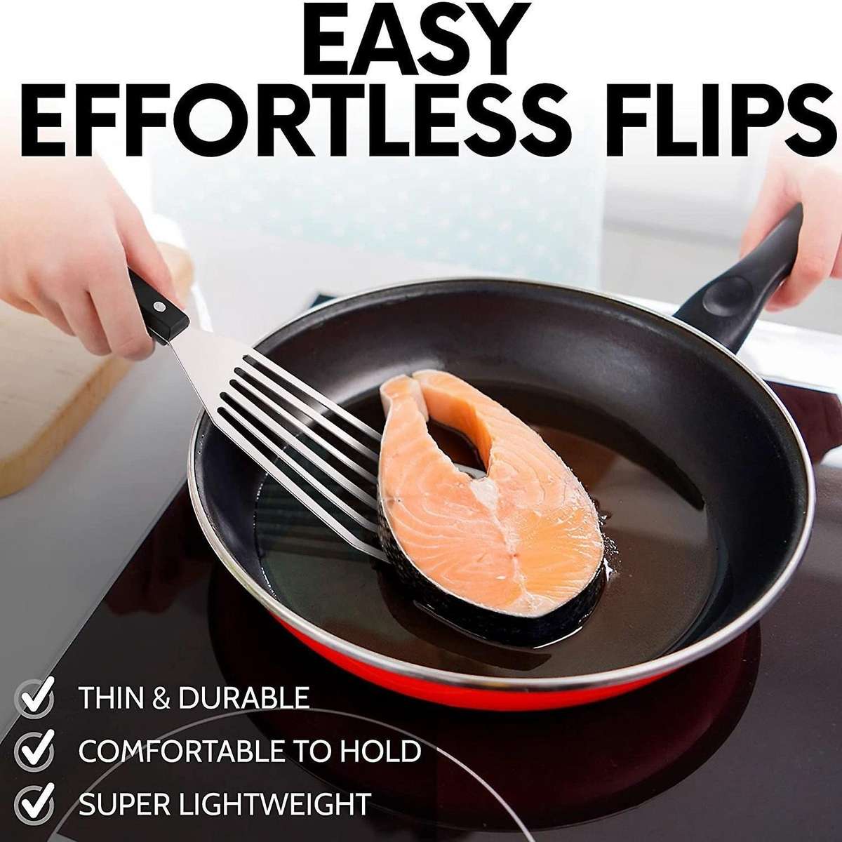 12.4inch Fish Spatula- Slotted Fish Turner Spatula with Sloped Head