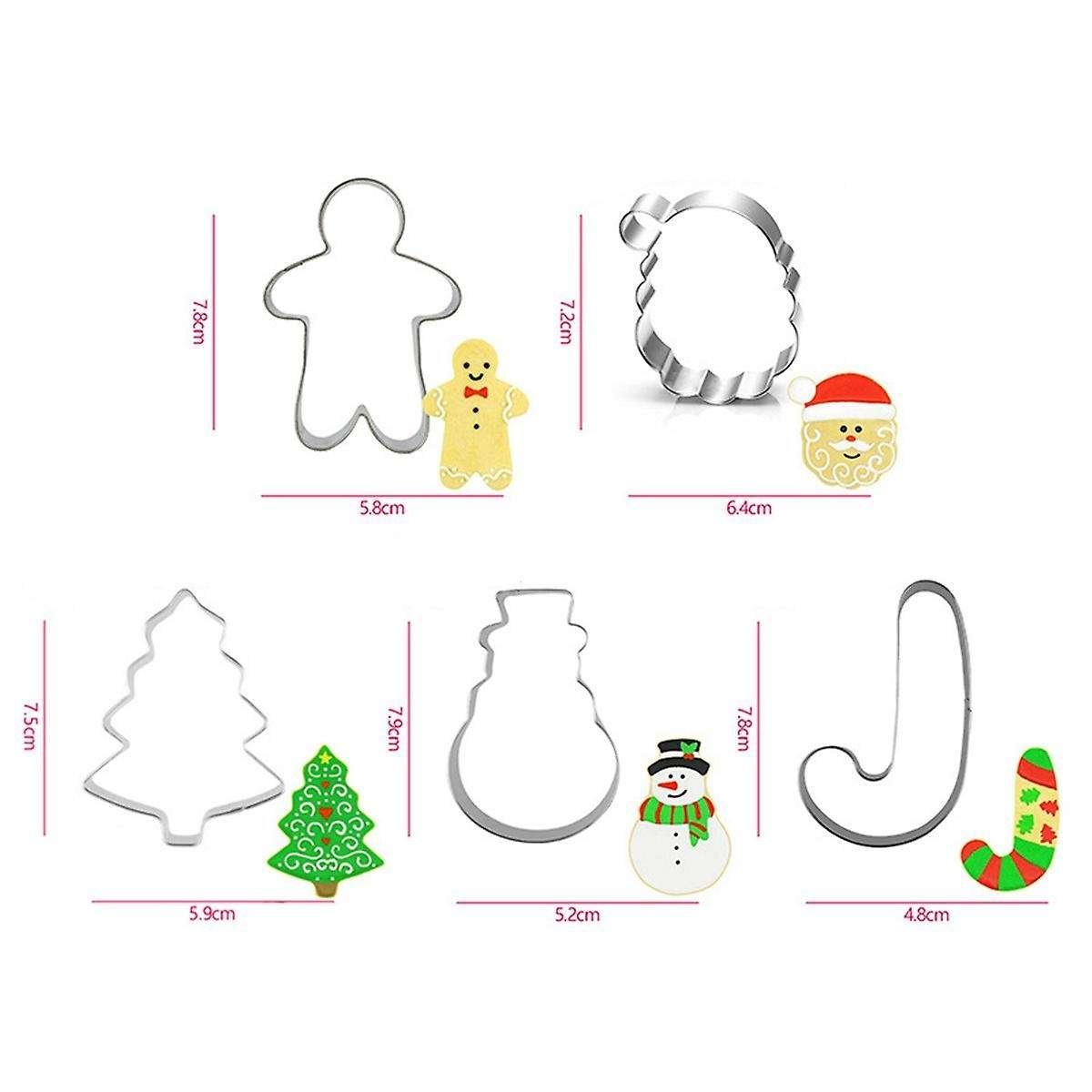 5-piece Christmas Biscuit Stainless Steel Cutting Die Household Set