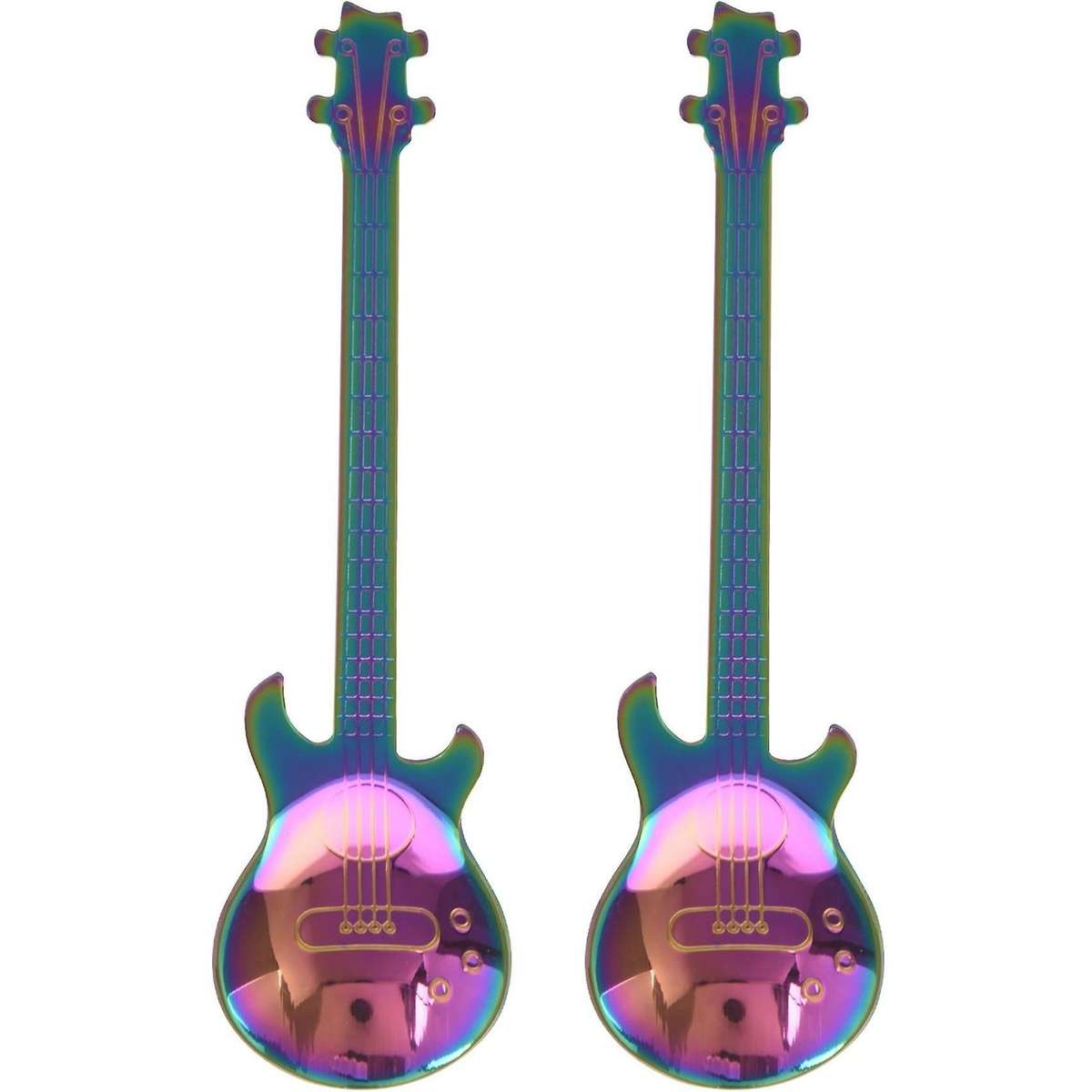Set Of 8 Guitar Shaped Stainless Steel Coffee Spoon Kitchen Utensil