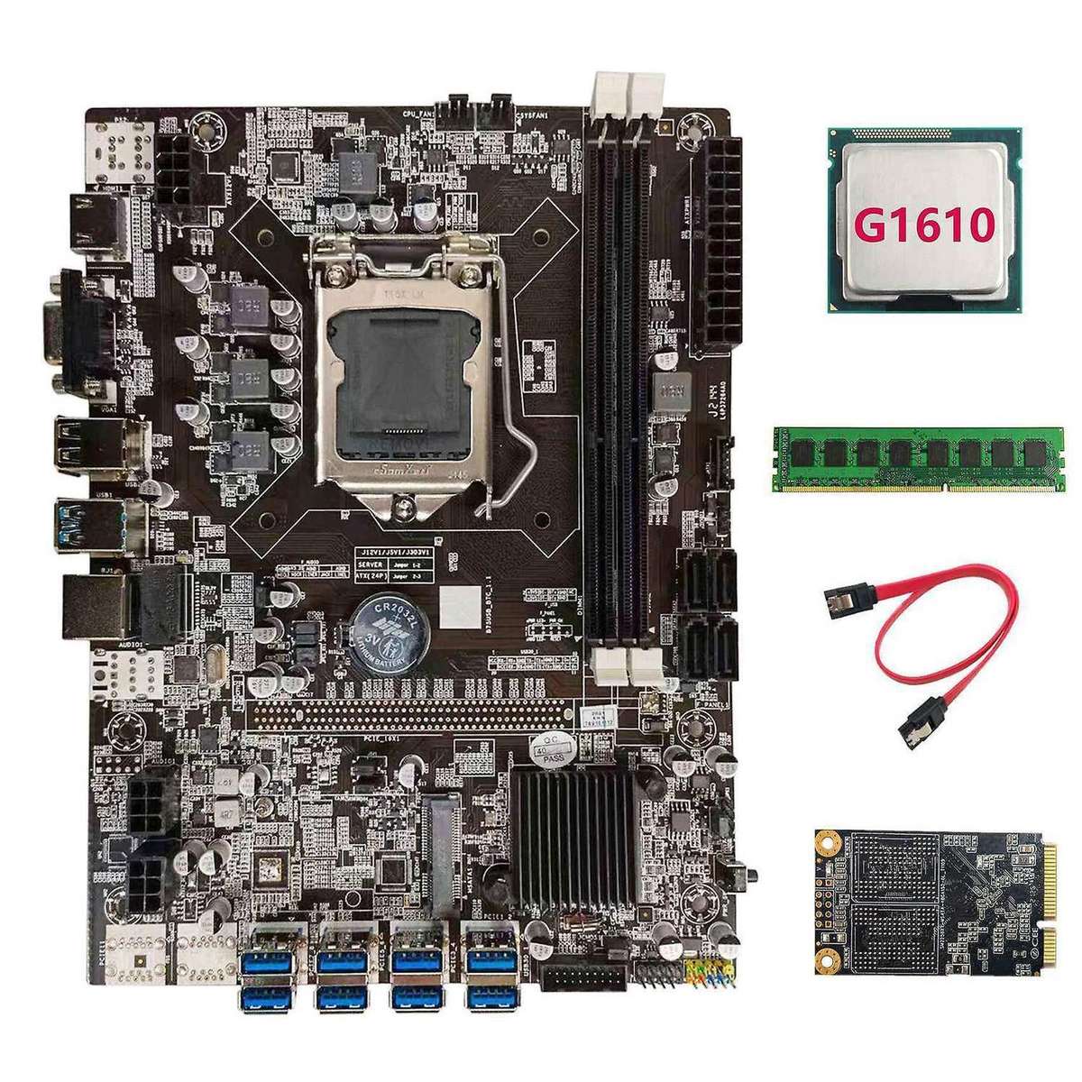 B75 Usb Btc Mining Motherboard+g1610 Cpu+ddr3 4gb 1600mhz Ram+128g
