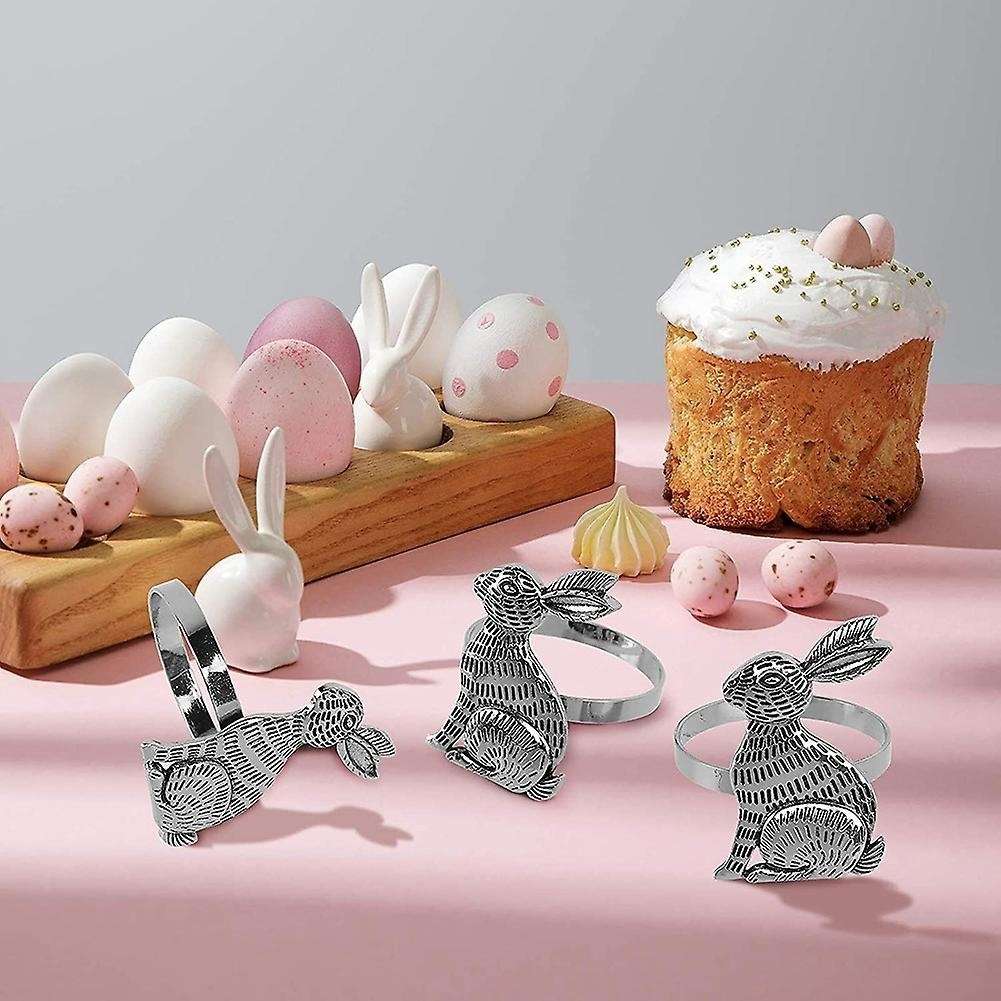 Easter Bunny Napkin Rings Rabbit Napkin Ring Holders Metal Set Of 6