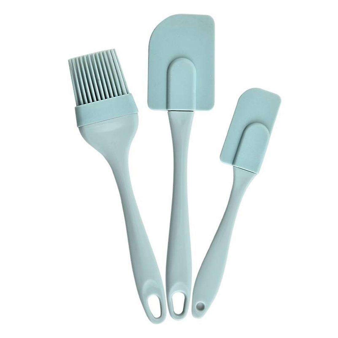 3 Pieces/set Baking Spatula Batter Silicone Spatula Brush Mixing Blue