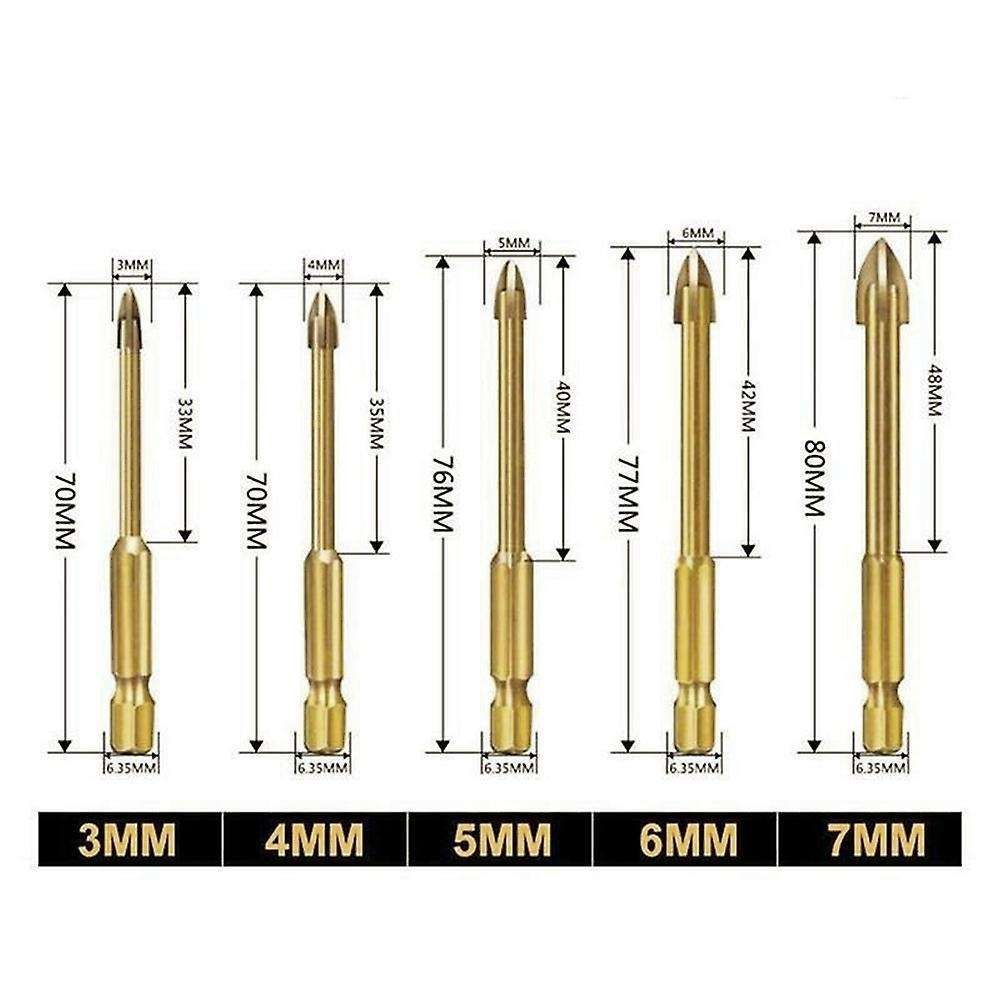 5pcs Universal Drilling Tool Cross Alloy Drill for Woodworking Gold