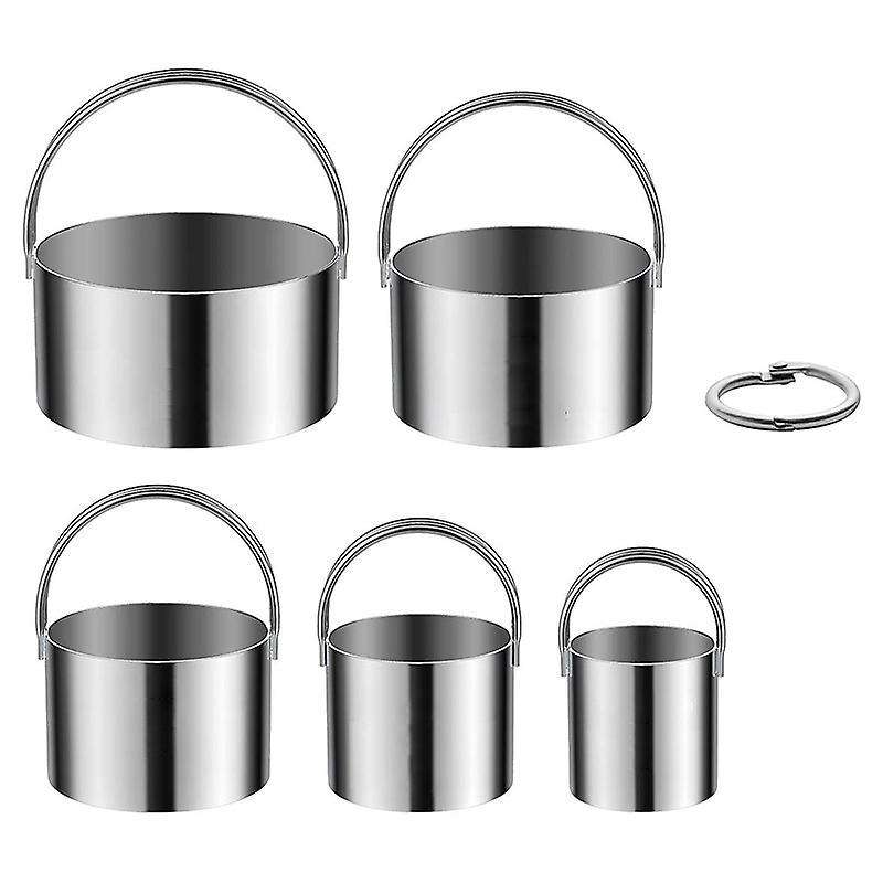 5 Pcs Biscuit Cutter with Handle - Stainless Steel Round Circle Donut