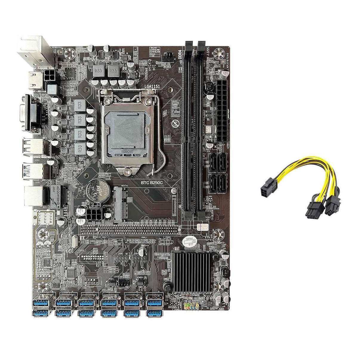 B250c Btc Mining Motherboard+6pin to Dual 8pin Cable Lga1151