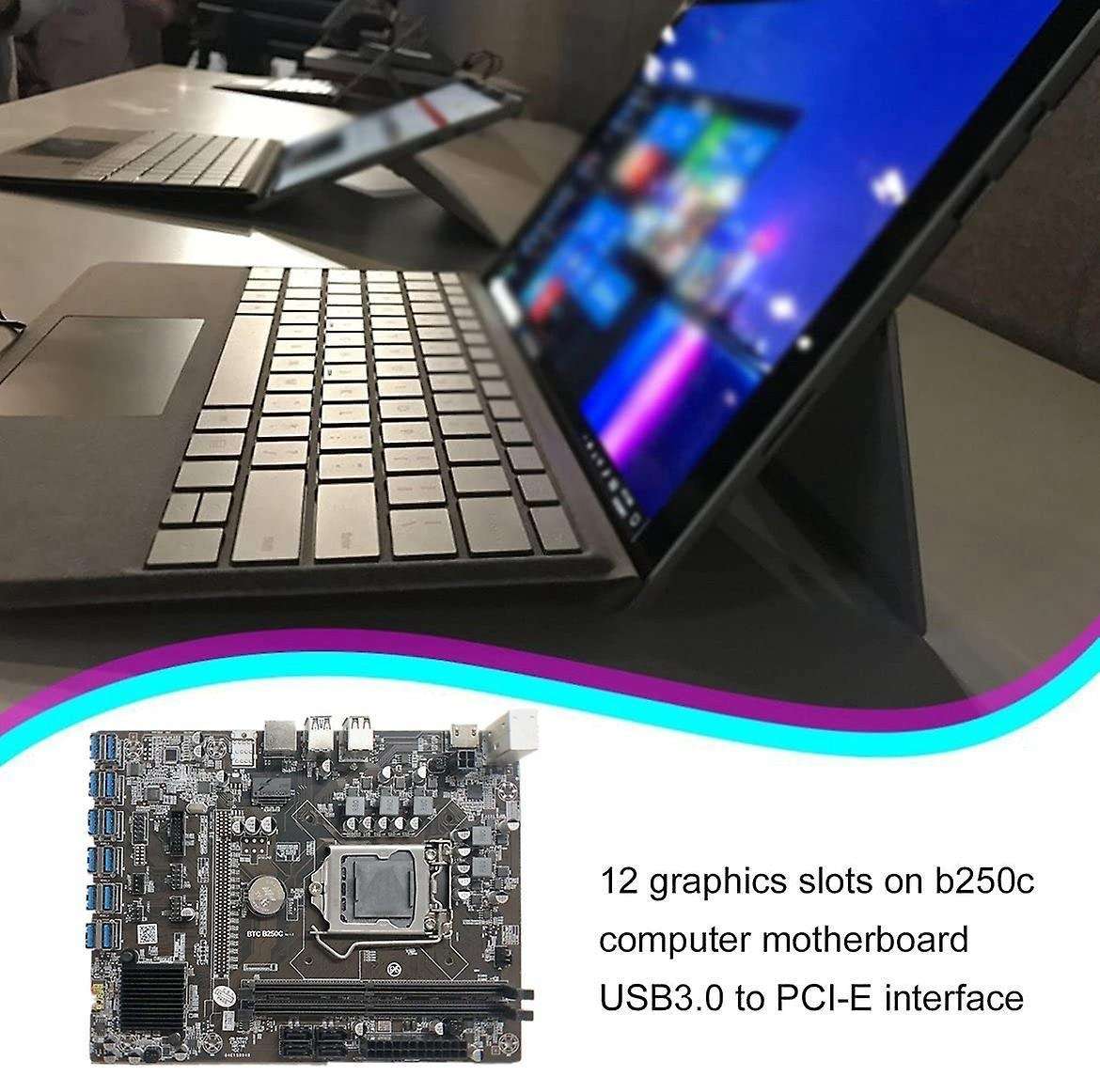 B250c Btc Mining Motherboard G3900 Cpu 12xpcie to Usb3.0 for Btc