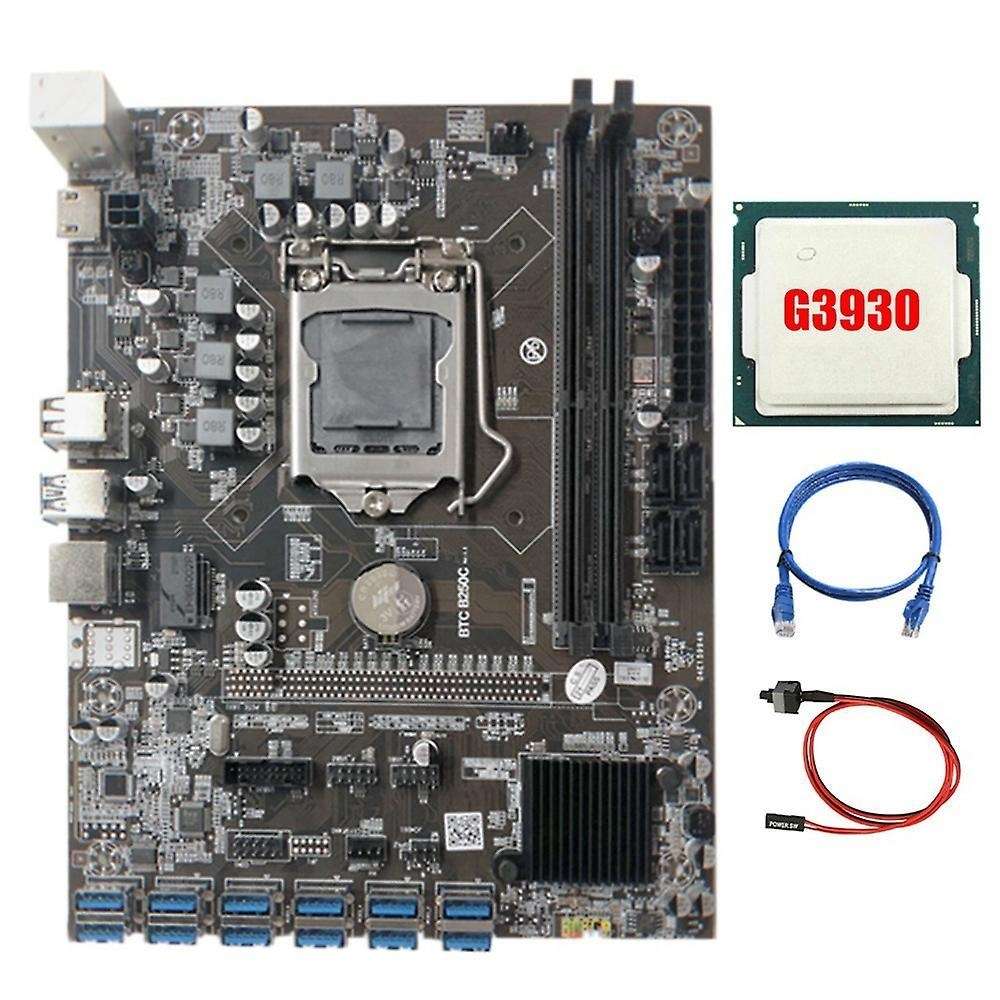 Mining Motherboard with G3930 Cpu+switch Cable+rj45 Cable 3 Meters