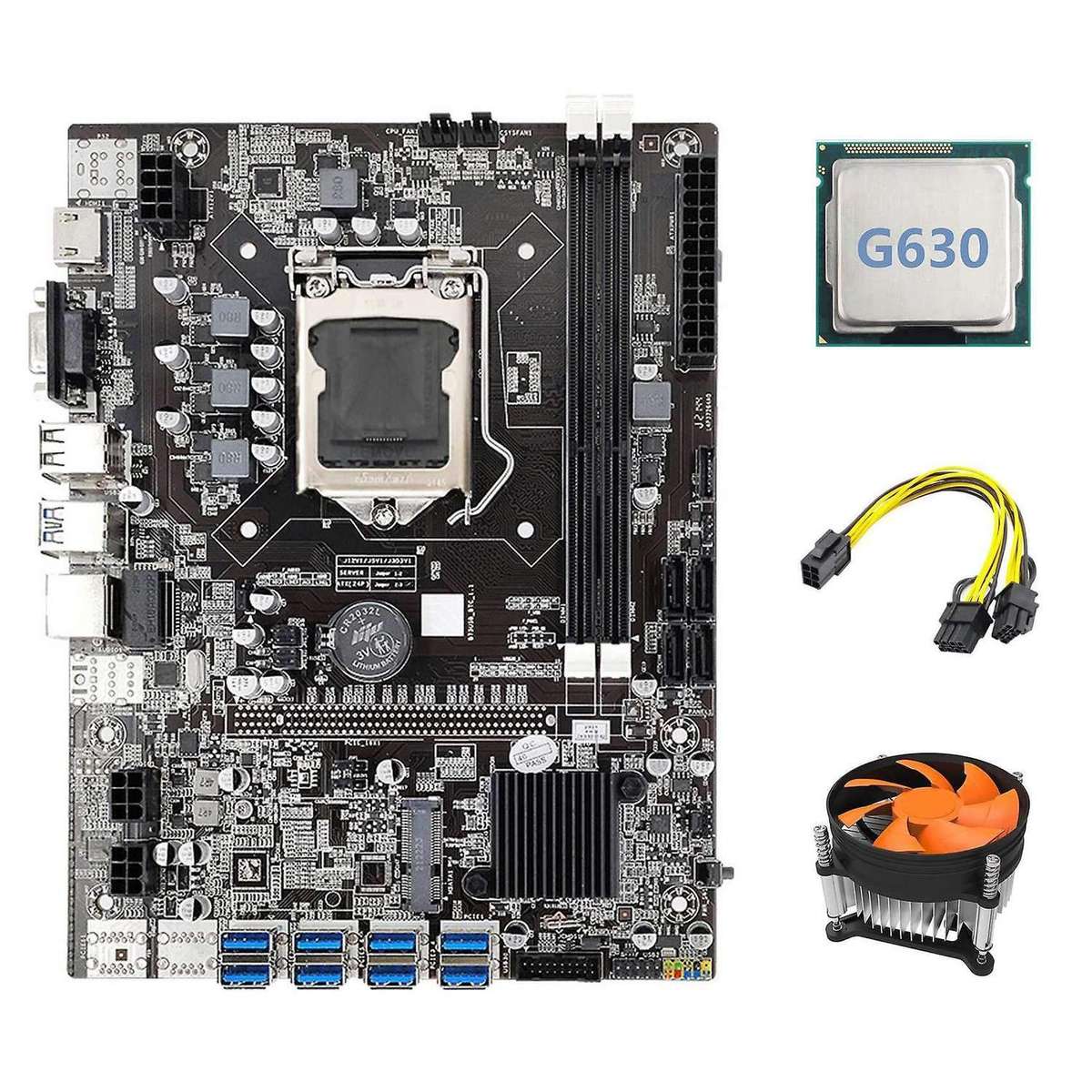 B75 Usb Eth Mining Motherboard 8xpcie to Usb+g630 Cpu+fan Lga1155