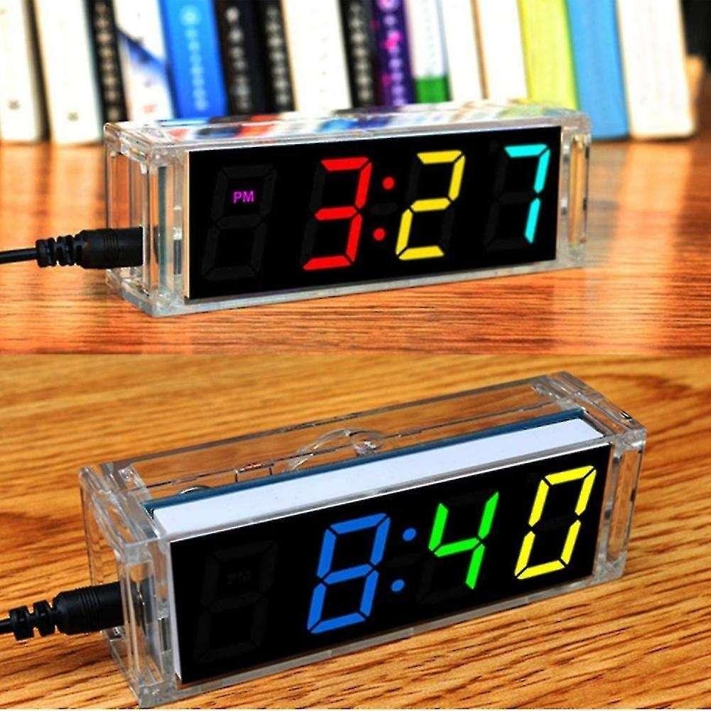 Diy Clock Kit 4 Digital Tube Led Time Week (blue)