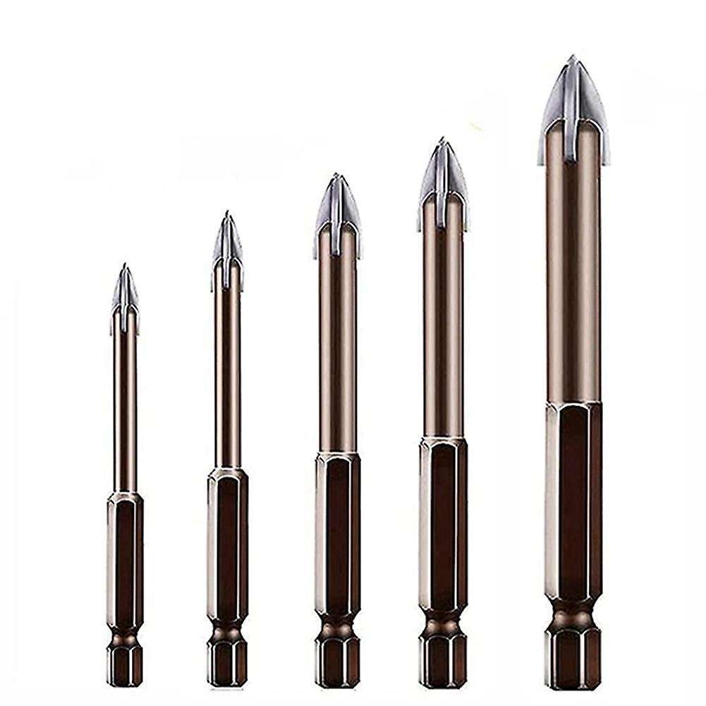 5pcs Universal Triple-cornered Cross Alloy Drill Bit Set(3/4/5/6/8mm)