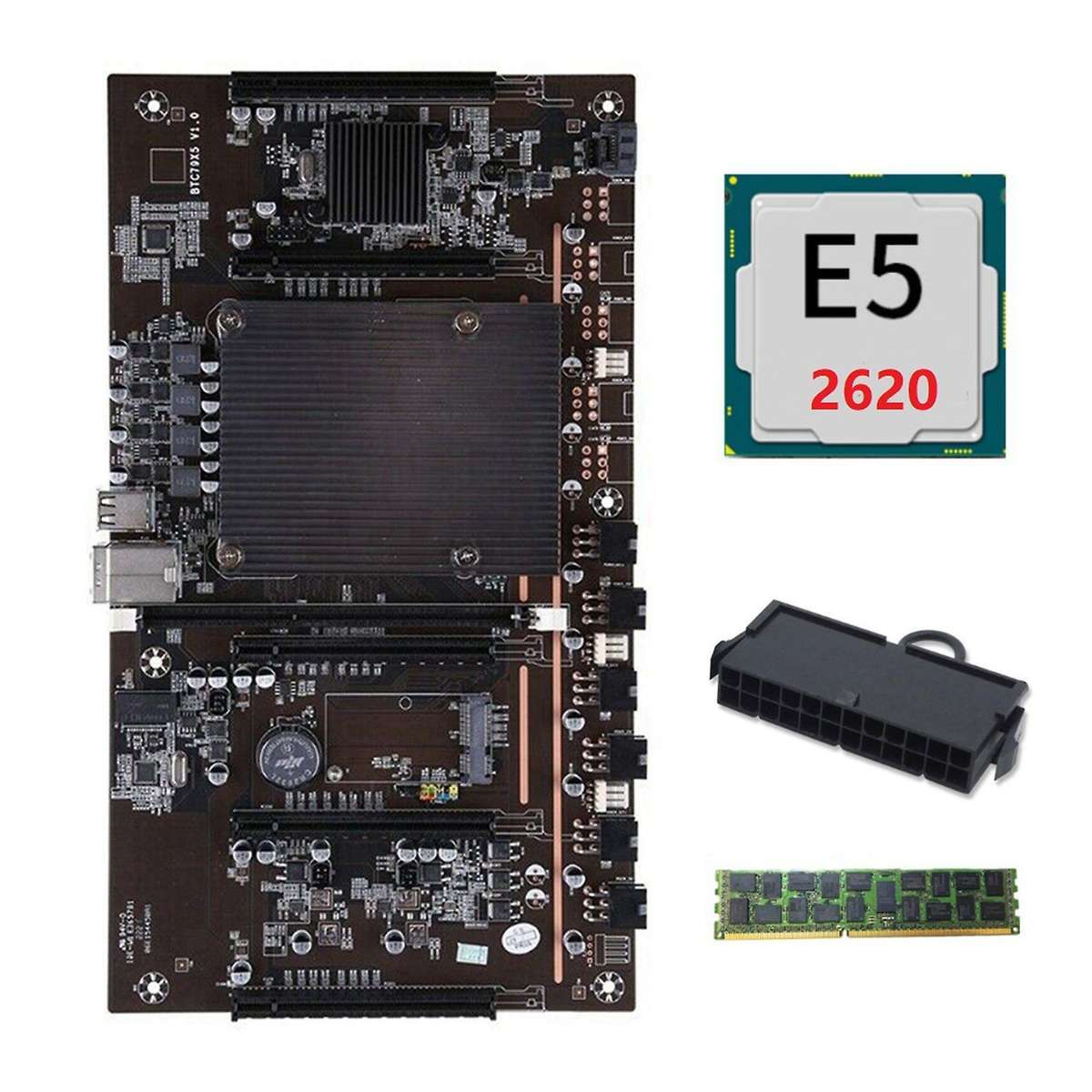 X79 H61 Btc Miner Motherboard with E5 2620 Cpu+24pins Connector